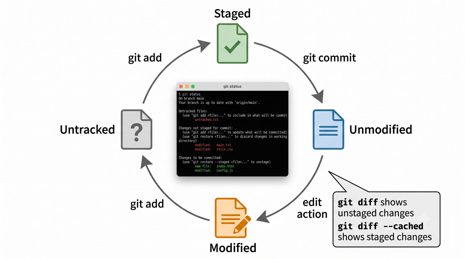 Slajd 06 - Cykl zycia plikow w Git