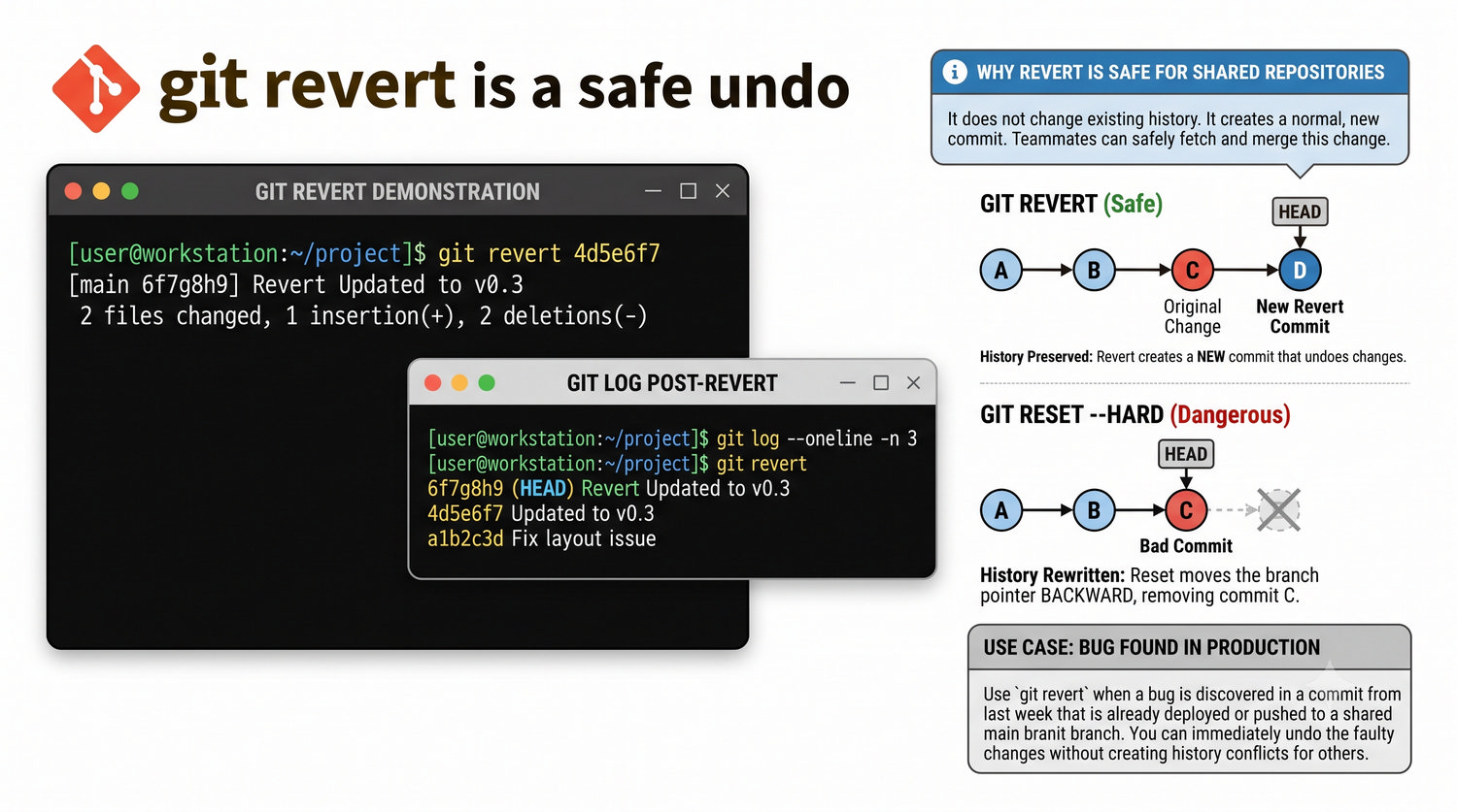 Slajd 21 - git revert - bezpieczne cofanie zmian