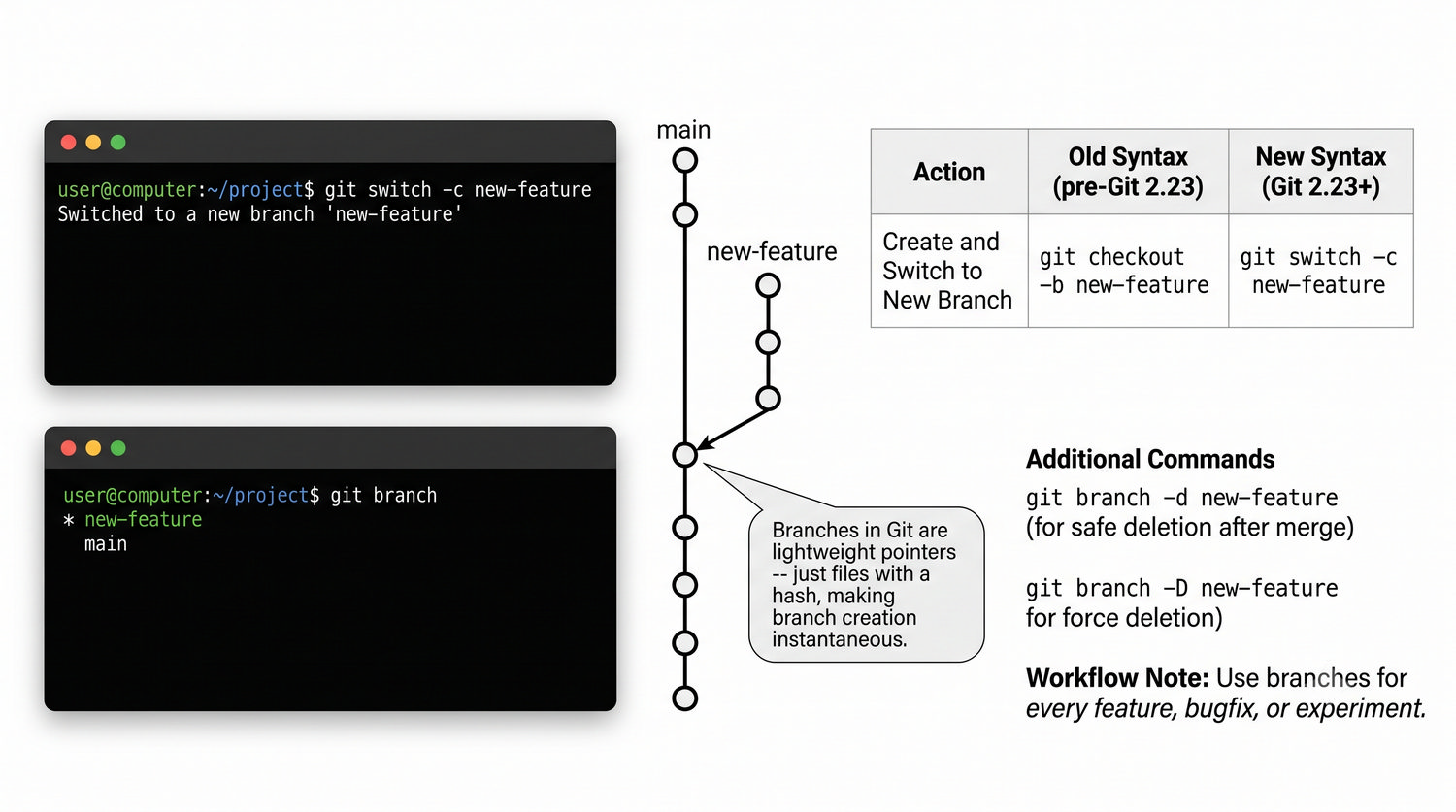 Slajd 33 - Praca z galeziami: git branch
