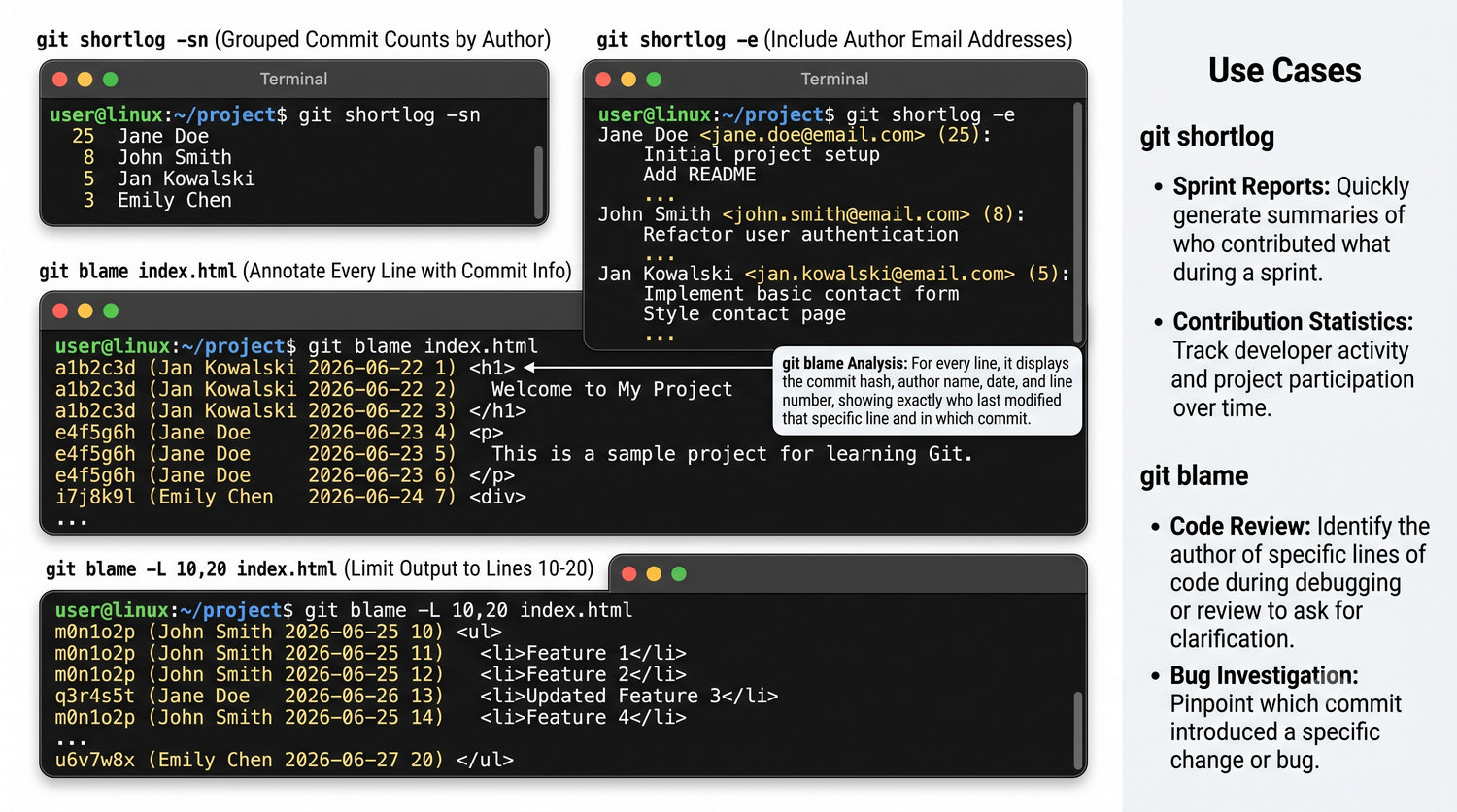 Slajd 38 - git shortlog i git blame